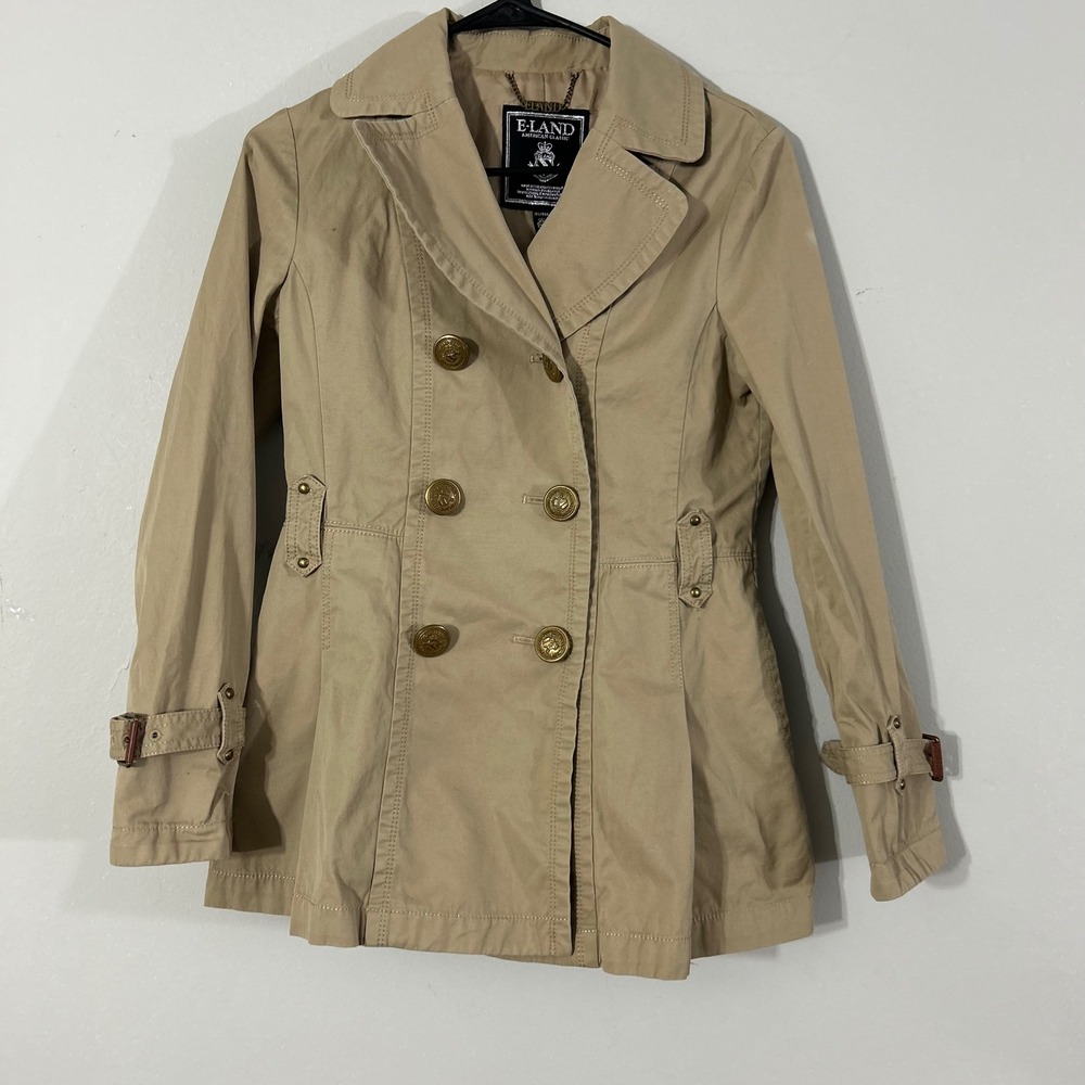 Eland American Classic Beige Double Breasted Trench Coat Women Size Medium